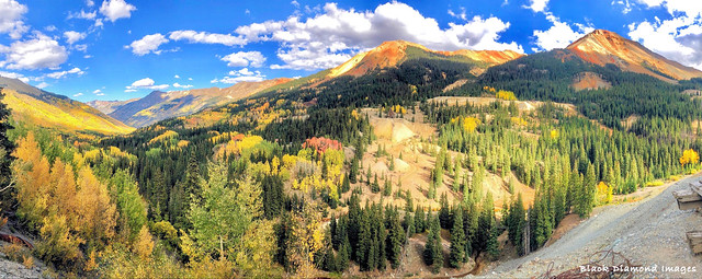 Autumn Colour at Red Mountains No.1 & No.2, Ironton, Million Dollar Highway, Colorado, USA