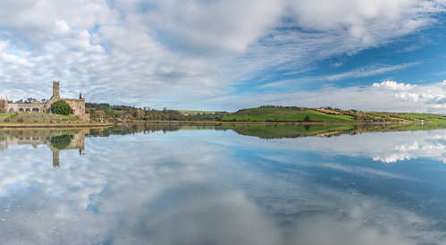 timaleague timaleagueabbey cork westcork countycork hightide reflection causeway sea courtmacsherrybay ireland