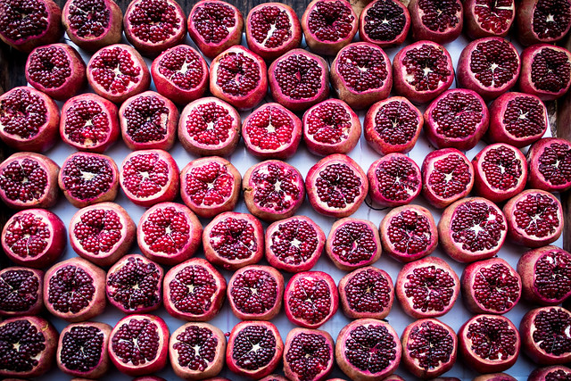Pomegranate in Tel Aviv's Carmel Market. Israel