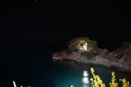 greece skiathos water sea ocean marine night lights topic