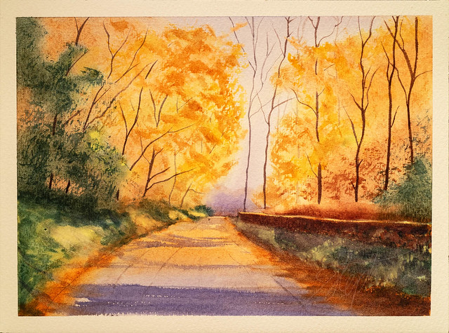 Watercolour 5 - Autumn Lane