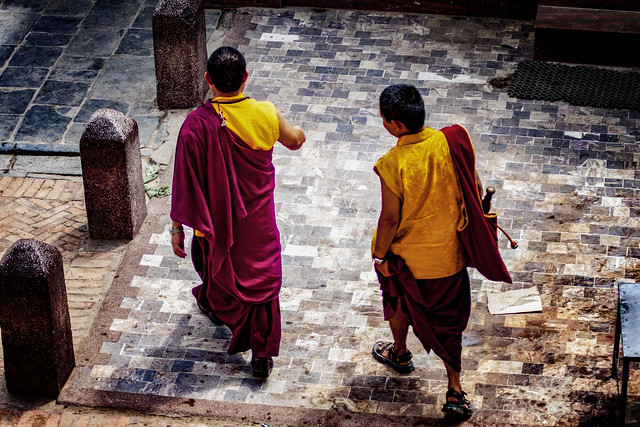 Tibetan Monks At The Bodhnath, Kathmandu