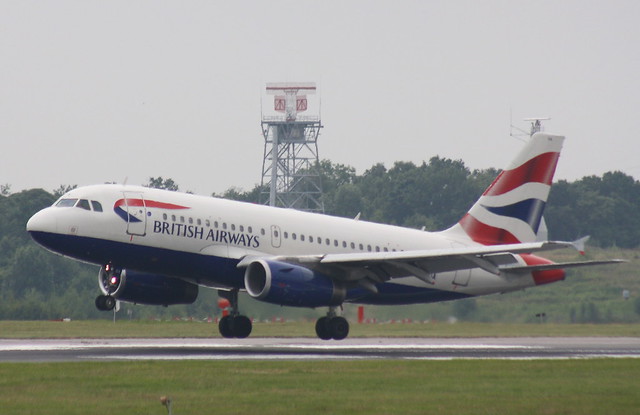 British Airways G-EUOA Airbus A319-131 arrival at Manchester MAN England UK from London Heathrow LHR England UK