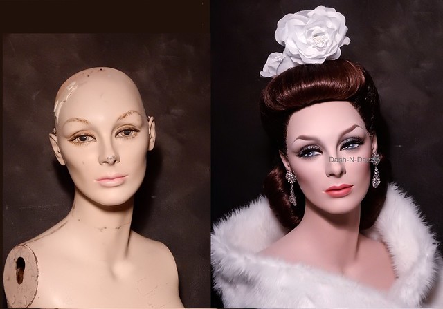 Vintage mannequin before & after