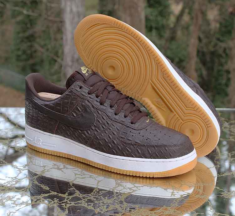 NIKE Air Force 1 ‘07 LV8 Mens Shoes Sz 12 Brown Croc 718152-200 Low Top  Sneakers