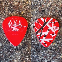 As Eddie Van Halen was wrapping up his pre-concert soundcheck, he tossed me his guitar pick. Pretty cool of him. People in 1982 would have committed felonies for this.