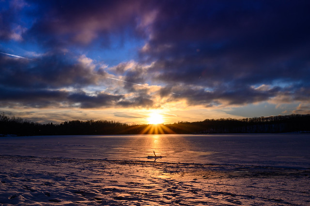 Winter Sunset Over Mendon Ponds