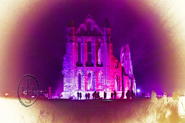 Illuminated Abbey Whitby Halloween after the play was over