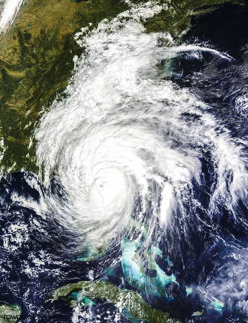 Hurricane Matthew. This is a visible image of Major Hurricane Matthew taken from NASA's Terra satellite on Oct. 7 at 12 p.m. Original from NASA. Digitally enhanced by rawpixel.