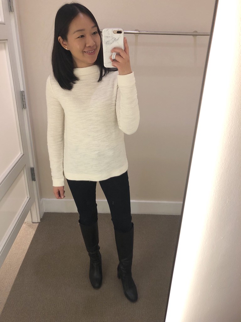 LOFT Boucle Mock Neck Sweatshirt, size 