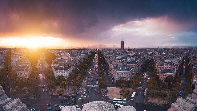 Sunset & Rain from the Rooftop of the Arc de Triomphe ( Paris / France )