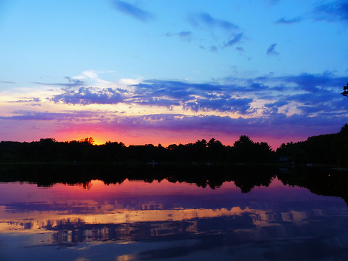 sunset usa lake landscape lac twilight mirror unitedstates wisconsin evening summer sun clouds