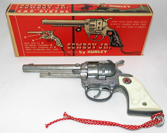 Vintage Hubley Cowboy Jr. Repeating Toy Cap Pistol, No. 255, Made In The USA By The Hubley Manufacturing Company, Lancaster, Pennsylvania, Circa Mid-1950s