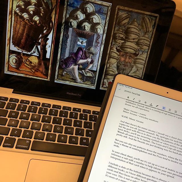 It’s a multi-screen kind of evening while I prep for my next tarot history talk. Also, I might have to add the Sola Busca reproduction to my collection.
