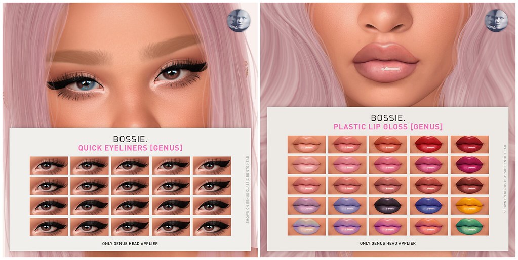 Bossie. quick eyeliners & plastic lip gloss for GENUS