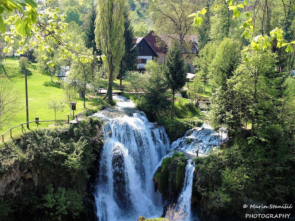 Croatia, Rastoke - Rastoke waterfalls in spring time