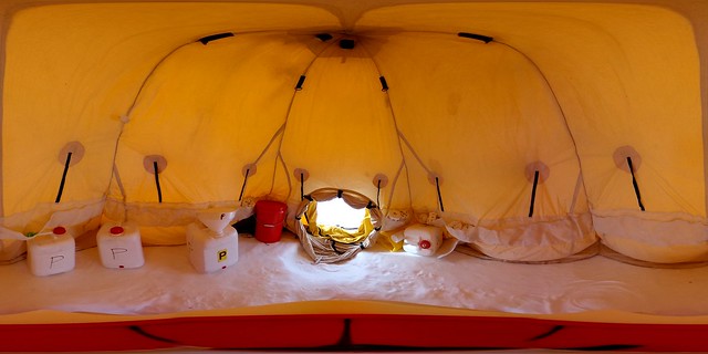 Inside an Antarctic toilet tent