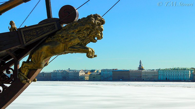 View of the frozen Neva River, St. Petersburg