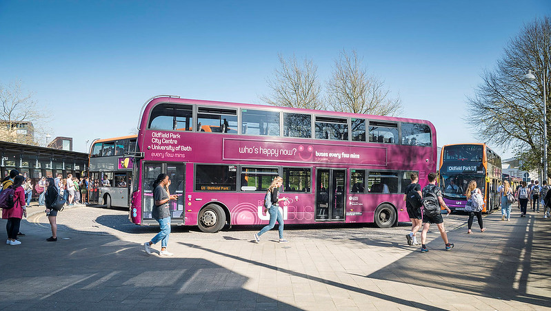 Photo of the University of Bath campus bus terminus