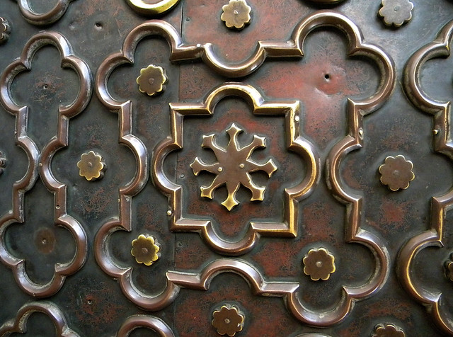 Decorative metal door at the Taj Mahal in Agra, India