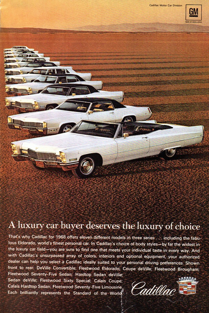1968 Cadillac Range Line Up USA Original Magazine Advertisement