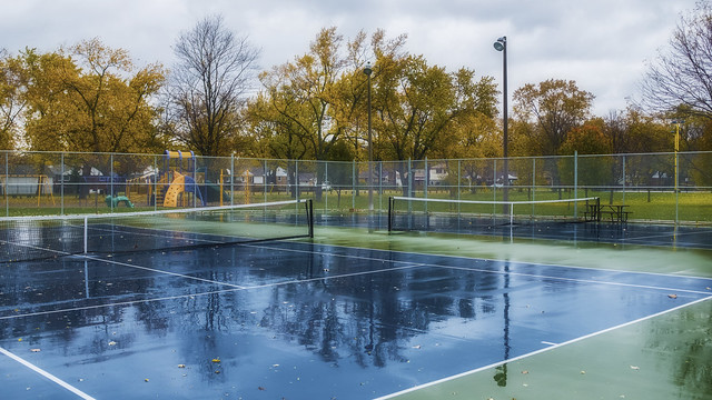 Reflections On A Tennis Court. Windsor, ON.