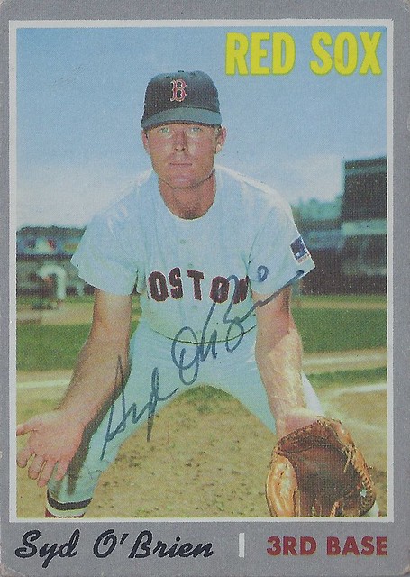 1970 Topps - Syd O'Brien #163 (Third Base) - Autographed Baseball Card (Boston Red Sox)