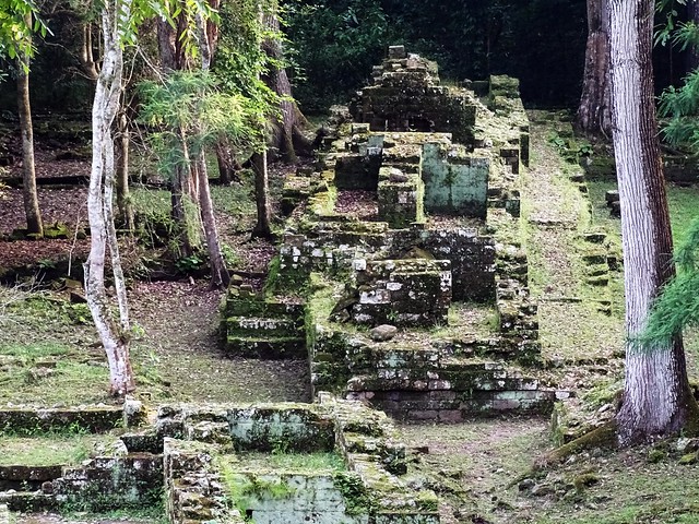 Conjunto del Cementerio Residencias con patios rectangulares edificio sitio arqueologico Maya de Copan Honduras
