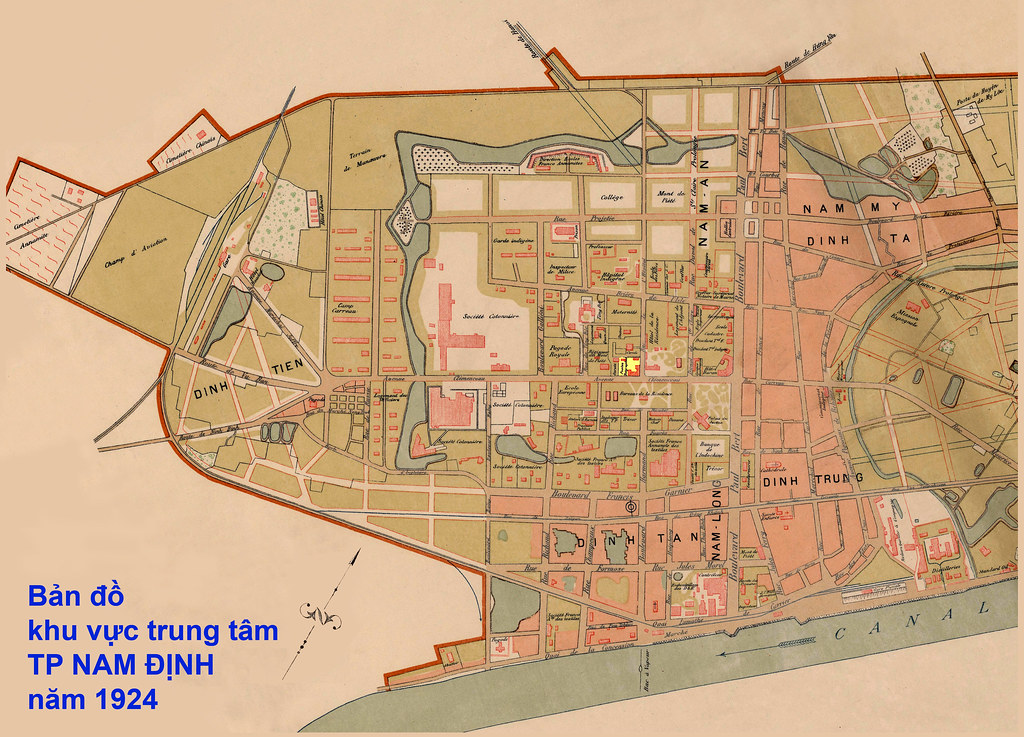 Bản đồ khu vực trung tâm Thành phố NAM ĐỊNH năm 1924