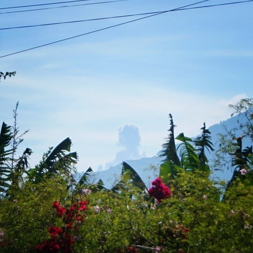 Saturday morning eruptions from Volcan Fuego... as seen from San Pedro la Laguna, Guatemala.