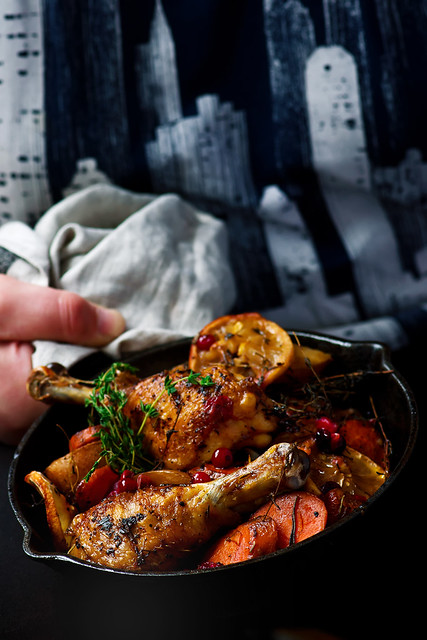 skillet cranberry roasted chicken and potatoes