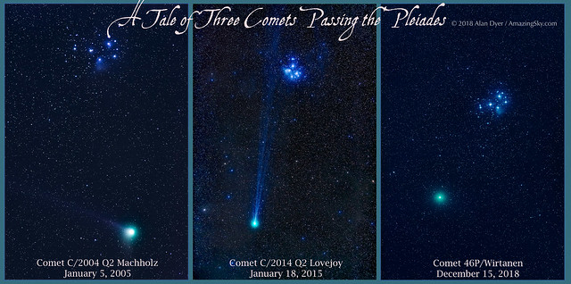 A Tale of Three Comets Passing the Pleiades