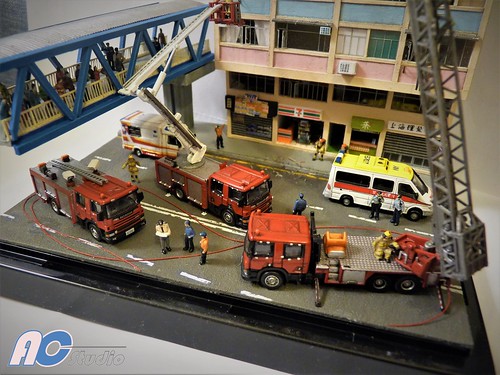 1:150 Scale Hong Kong High-rise Tenement Residential Building on Fire Diorama