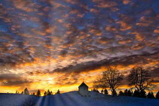 Winter sunset on the hill