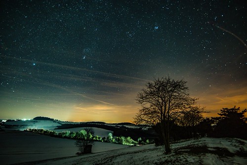 Wintertraum by clemensgilles, winternacht starlight noce panorama schnee beteigeuze rigel sternbilder orion plejaden étoiles night