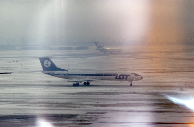Light infiltration special effects! SP-LHA LOT Poland Tu-134A in the snow at London Heathrow