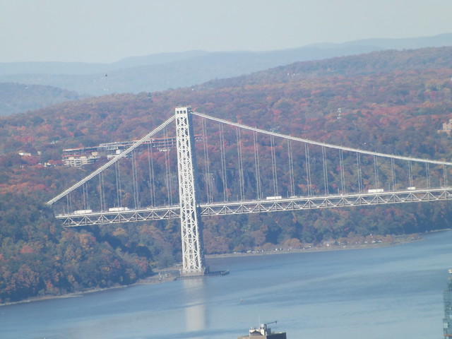 Aerial View, Autumn View, George Washington Bridge, Palisades, Hudson River, New Jersey