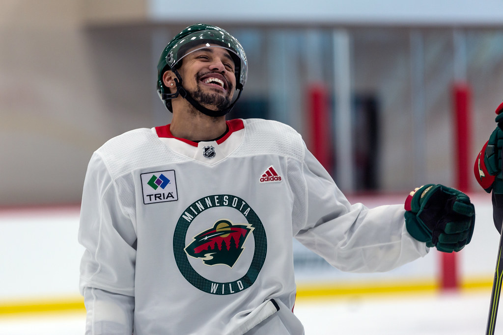 J.T. Brown at Minnesota Wild open practice at Tria Rink in…