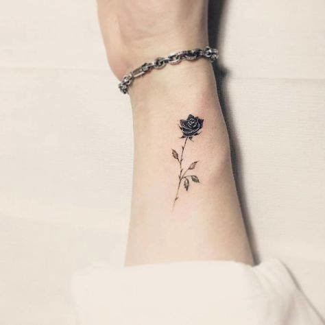 Simple small black rose tattoo  Tattoogridnet