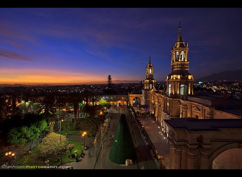 peru latin america cathedral architecture night sunset city arequipa colonial landmark church plaza tower travel armas stone andes peruvian urban buildings tourism building evening catholic majestic religious spanish cityscape basilica jesus illuminated