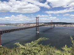View of the Ponte 25 de April from the Santuário de Cristo Rei