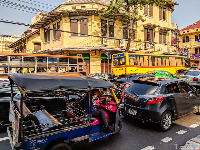 Bangkok Traffic Jam with Tuk Tuk