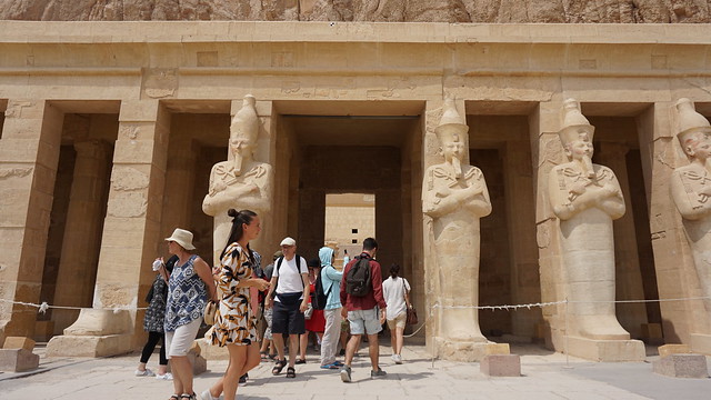 Upper Court, the Funerary Temple of Queen Hatshepsut, West Bank, Luxor, Egypt.