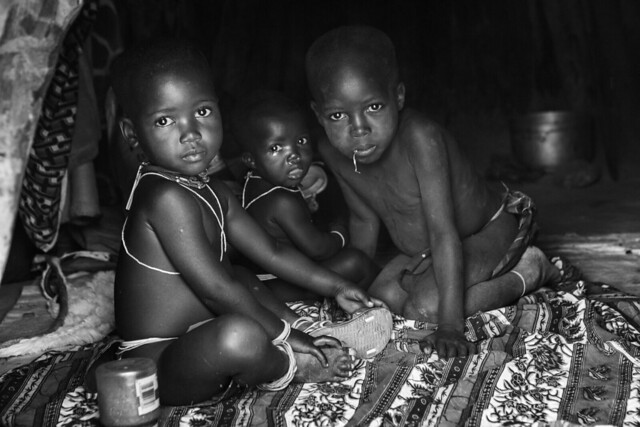 Mukubal children in a village near Virei. Angola.
