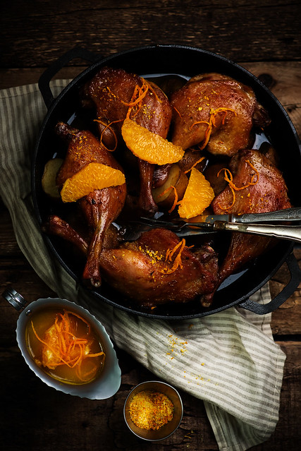 slow roast duck with orange.style rustic.