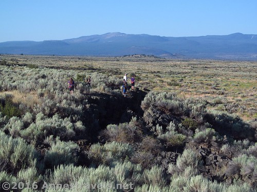 Exploring along the Big Crack in Lava Beds National Park, California