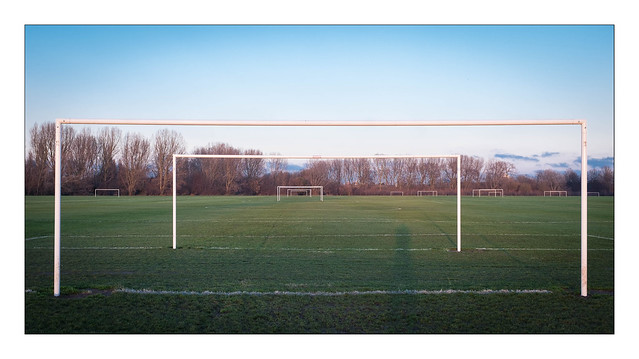 Football Pitches, Hackney Marsh, East London, England.