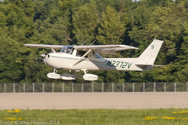 N3373V - 1974 build Cessna 150M, arriving on Runway 36R at Oshkosh during Airventure 2018