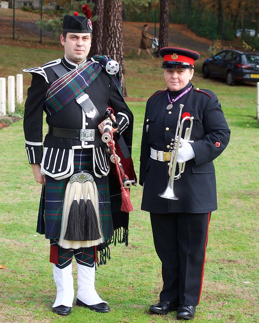 A Scottish Piper and Canadian Trumpeter ready to perform