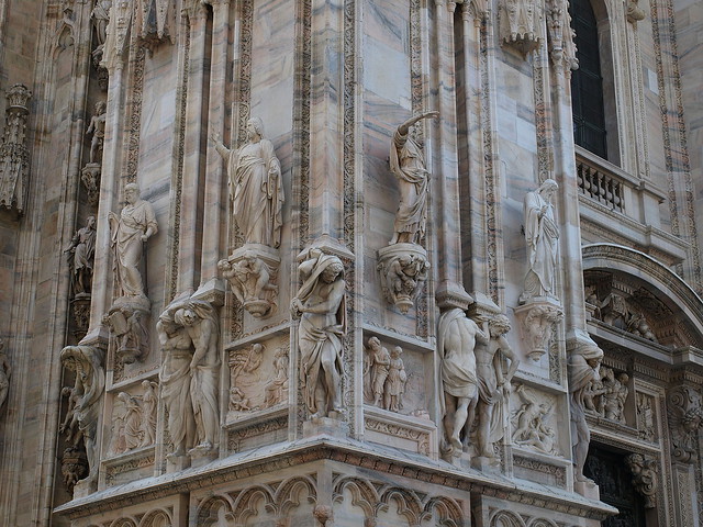 Sculptures of Milan Cathedral. Italy